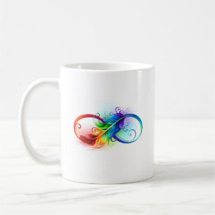 Infinity Symbol with Rainbow Feather Coffee Mug