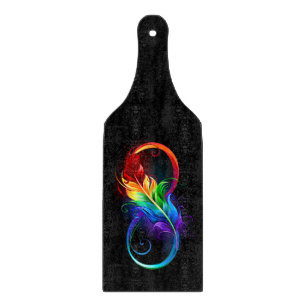 Infinity Symbol with Rainbow Feather Cutting Board