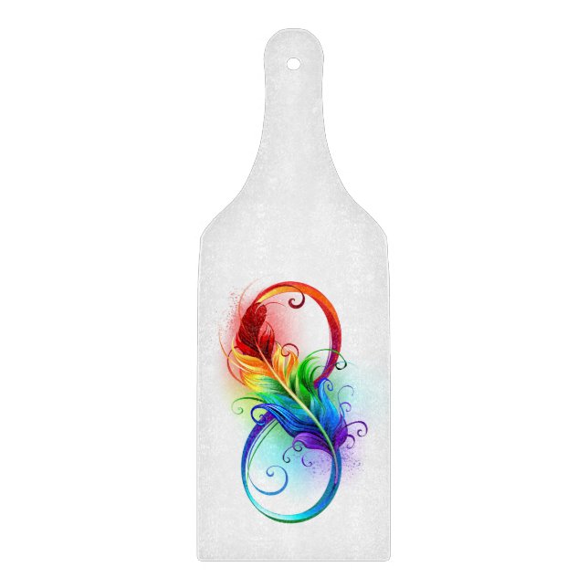 Infinity Symbol with Rainbow Feather Cutting Board (Front)