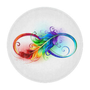 Infinity Symbol with Rainbow Feather Cutting Board