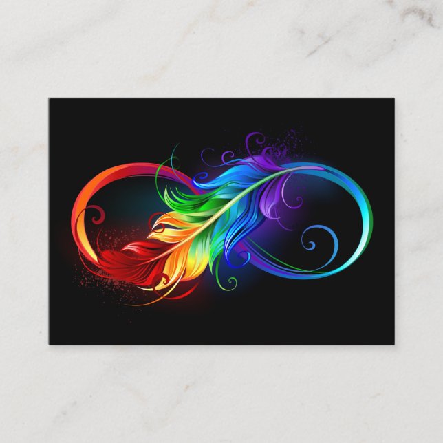 Infinity Symbol with Rainbow Feather Discount Card (Front)