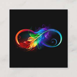Infinity Symbol with Rainbow Feather Discount Card