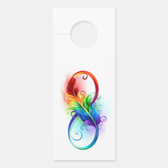 Infinity Symbol with Rainbow Feather Door Hanger (Front)