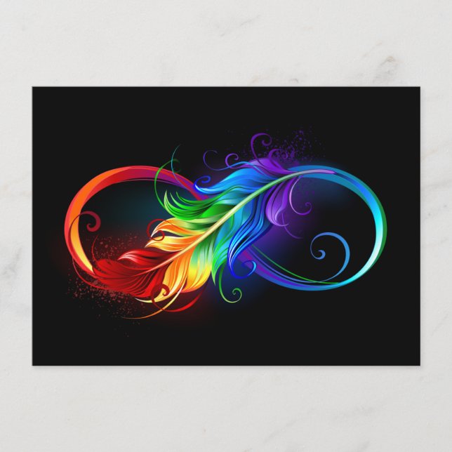 Infinity Symbol with Rainbow Feather Enclosure Card (Front)