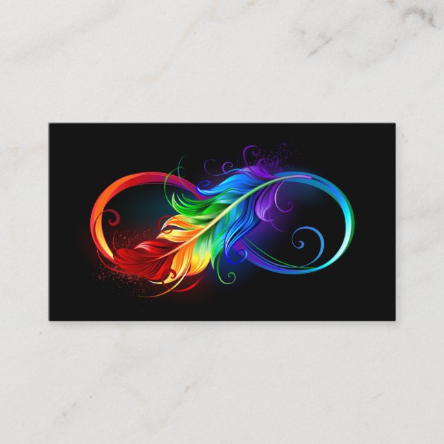 Infinity Symbol with Rainbow Feather Enclosure Card (Front)