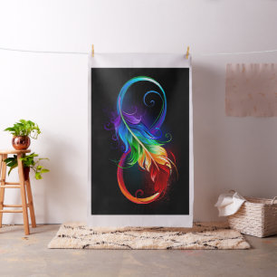 Infinity Symbol with Rainbow Feather Fabric