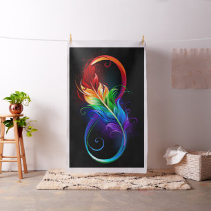 Infinity Symbol with Rainbow Feather Fabric
