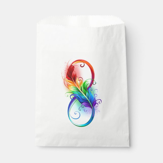Infinity Symbol with Rainbow Feather Favour Bags (Front)