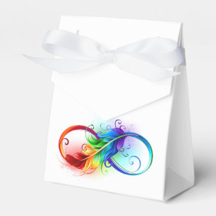 Infinity Symbol with Rainbow Feather Favour Box