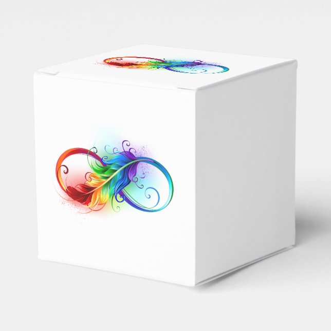 Infinity Symbol with Rainbow Feather Favour Box (Front Side)