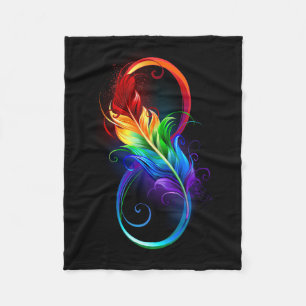 Infinity Symbol with Rainbow Feather Fleece Blanket