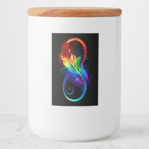Infinity Symbol with Rainbow Feather Food Label
