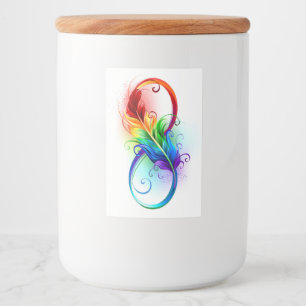 Infinity Symbol with Rainbow Feather Food Label