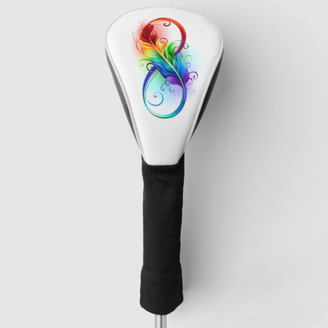 Infinity Symbol with Rainbow Feather Golf Head Cover (Front)