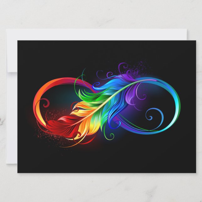 Infinity Symbol with Rainbow Feather Holiday Card (Front)