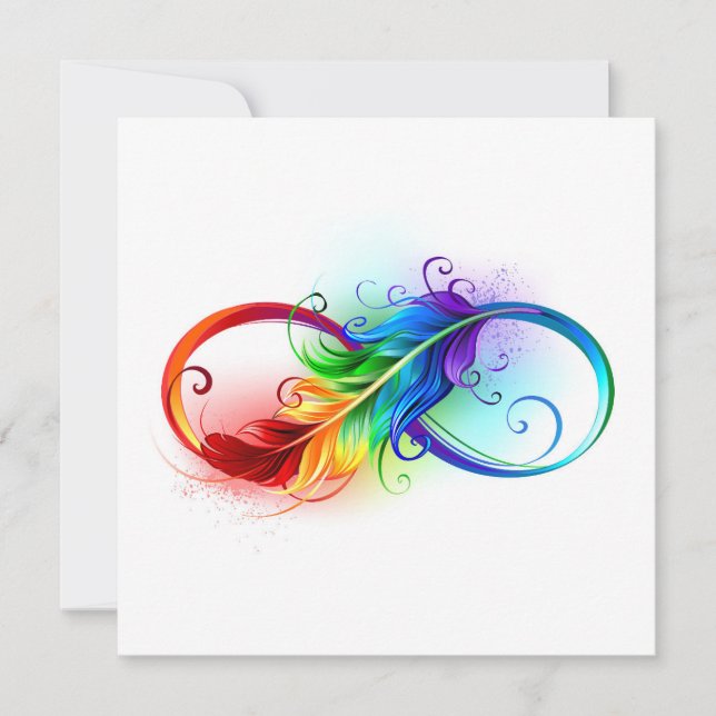 Infinity Symbol with Rainbow Feather Holiday Card (Front)
