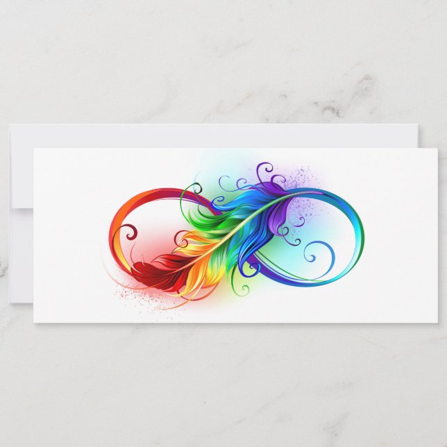 Infinity Symbol with Rainbow Feather Holiday Card (Front)
