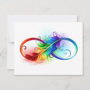Infinity Symbol with Rainbow Feather Invitation