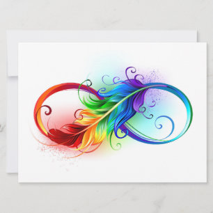 Infinity Symbol with Rainbow Feather Invitation
