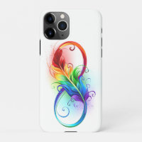 Infinity Symbol with Rainbow Feather