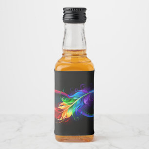 Infinity Symbol with Rainbow Feather Liquor Bottle Label