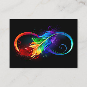 Infinity Symbol with Rainbow Feather Loyalty Card
