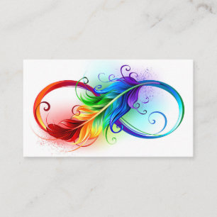 Infinity Symbol with Rainbow Feather Loyalty Card
