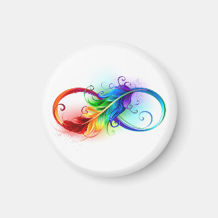 Infinity Symbol with Rainbow Feather Magnet