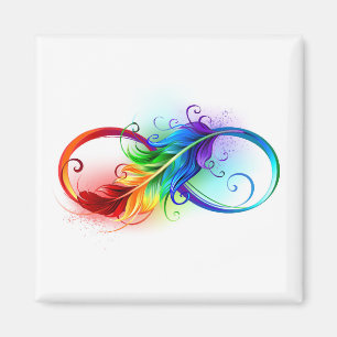 Infinity Symbol with Rainbow Feather Magnet