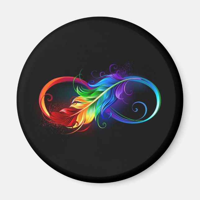 Infinity Symbol with Rainbow Feather Magnet (Front)