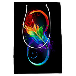 Infinity Symbol with Rainbow Feather Medium Gift Bag