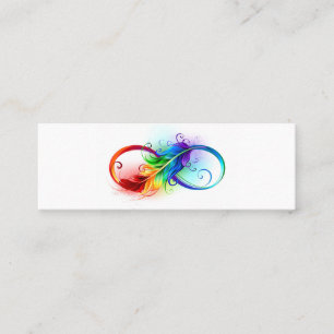 Infinity Symbol with Rainbow Feather Mini Business Card