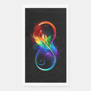 Infinity Symbol with Rainbow Feather Napkin