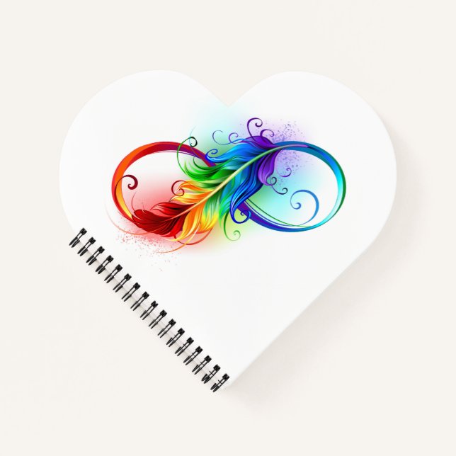Infinity Symbol with Rainbow Feather Notebook (Front)