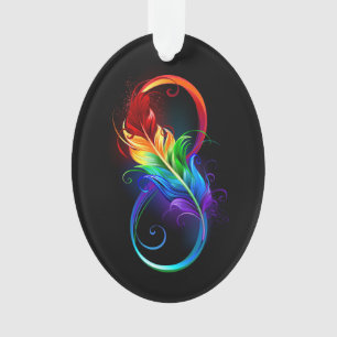 Infinity Symbol with Rainbow Feather Ornament