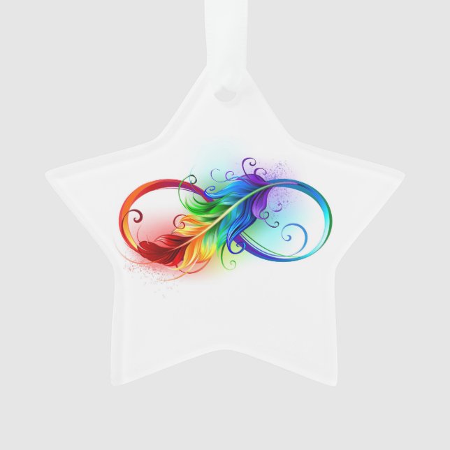 Infinity Symbol with Rainbow Feather Ornament (Front)