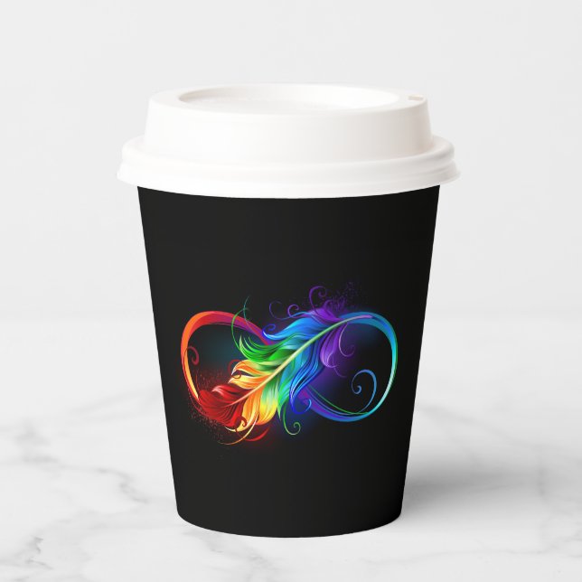 Infinity Symbol with Rainbow Feather Paper Cups (Front)