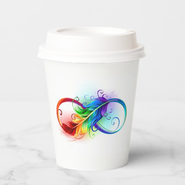 Infinity Symbol with Rainbow Feather Paper Cups (Front)