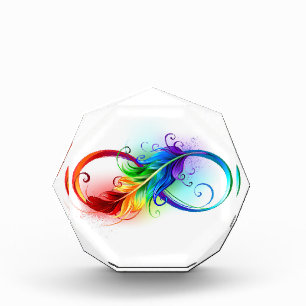 Infinity Symbol with Rainbow Feather Photo Block