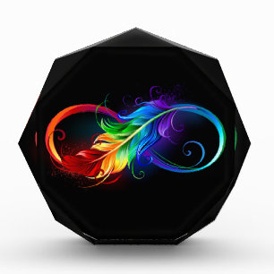Infinity Symbol with Rainbow Feather Photo Block