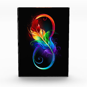 Infinity Symbol with Rainbow Feather Photo Block