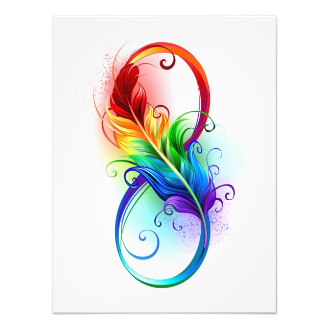 Infinity Symbol with Rainbow Feather Photo Print (Front)