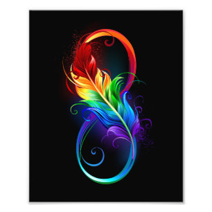 Infinity Symbol with Rainbow Feather Photo Print