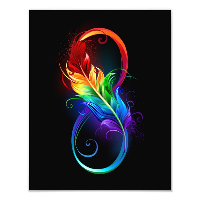 Infinity Symbol with Rainbow Feather Photo Print (Front)