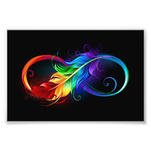 Infinity Symbol with Rainbow Feather Photo Print