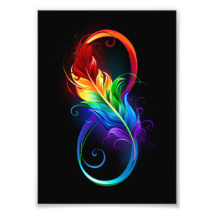 Infinity Symbol with Rainbow Feather Photo Print