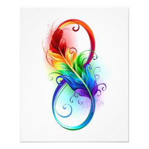 Infinity Symbol with Rainbow Feather Photo Print