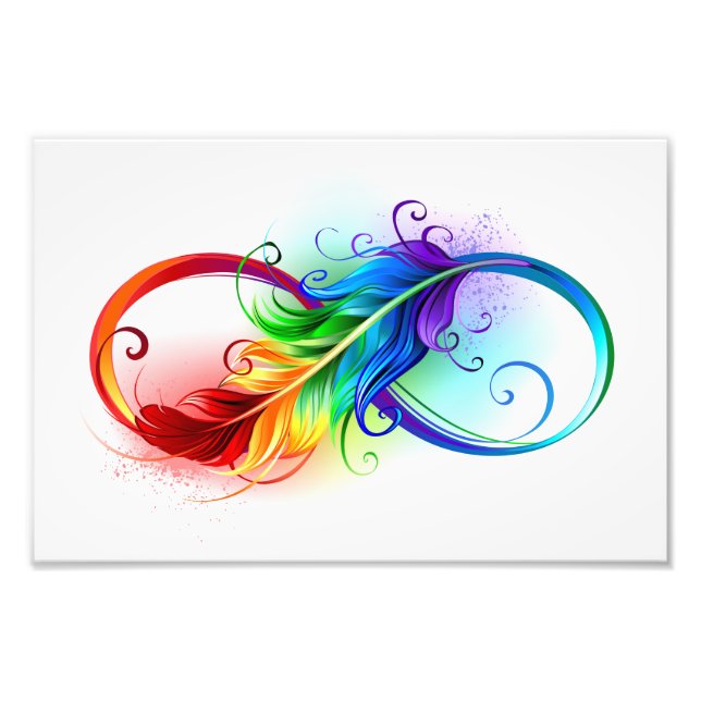 Infinity Symbol with Rainbow Feather Photo Print (Front)