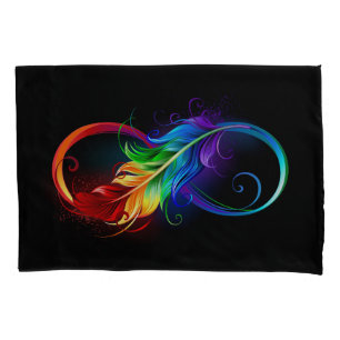 Infinity Symbol with Rainbow Feather Pillowcase