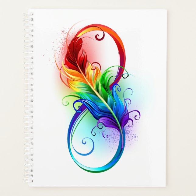 Infinity Symbol with Rainbow Feather Planner (Front)